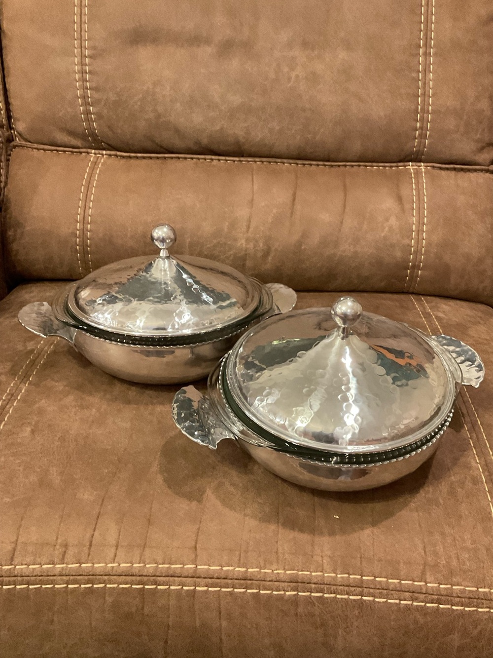 Rodney King Hammered Metal Serving Bowls with Lids